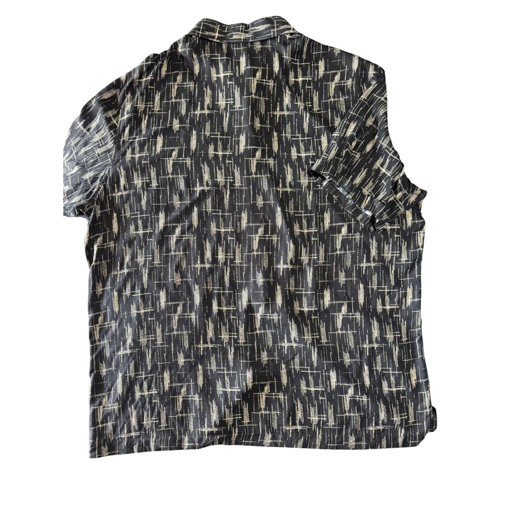 Lot 2 Axcess Shirt Mens XL Abstract Geometric Black & Blue Rayon Button Up 90s